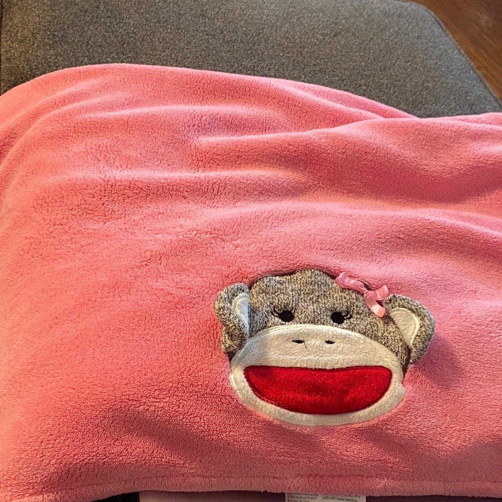 Baby Starters Pink Monkey Plush Blanket